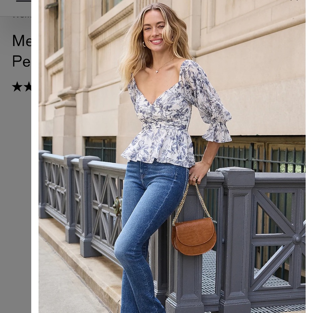 Express Metallic Printed Pleated Off The Shoulder Peplum Top S